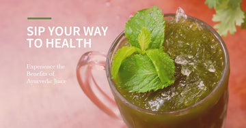 Freshly prepared Ayurvedic juice with vibrant fruits and herbs, a refreshing and healthy beverage for holistic wellness.