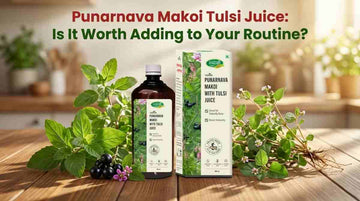 Ayurvedic Punarnava Makoi Tulsi Juice bottle