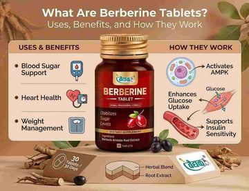 Berberine tablets benefits and uses infographic