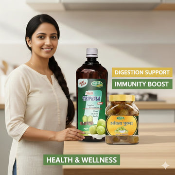 Swadeshi Health & Wellness Combo: Triphala Ras + Amla Murabba