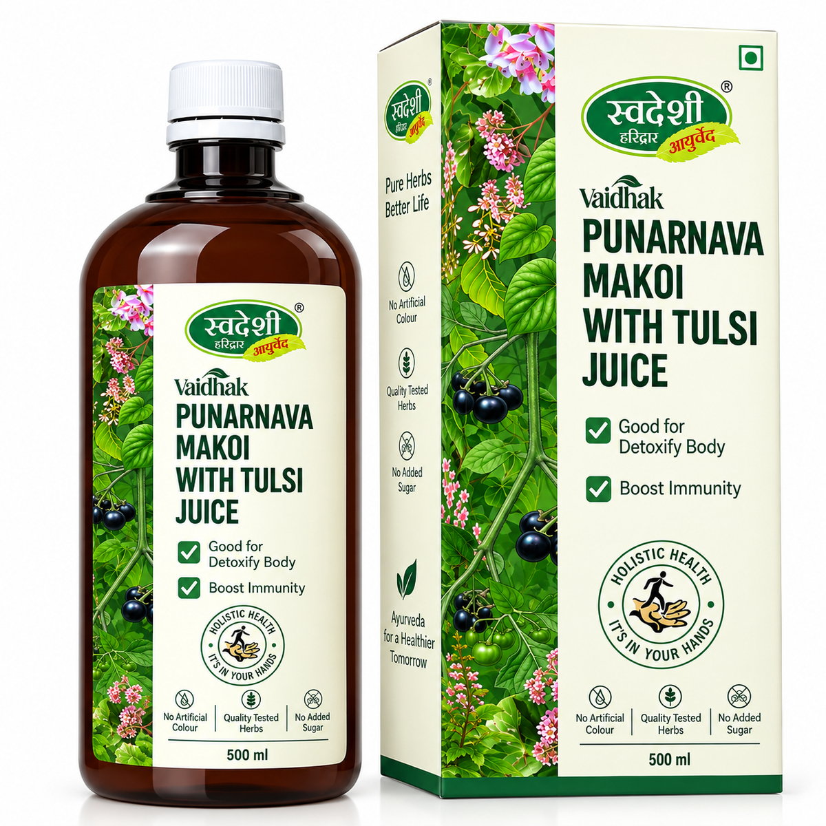 Vaidihak Punarnava Makoi with Tulsi Juice 500ml by Swadeshi Ayurved