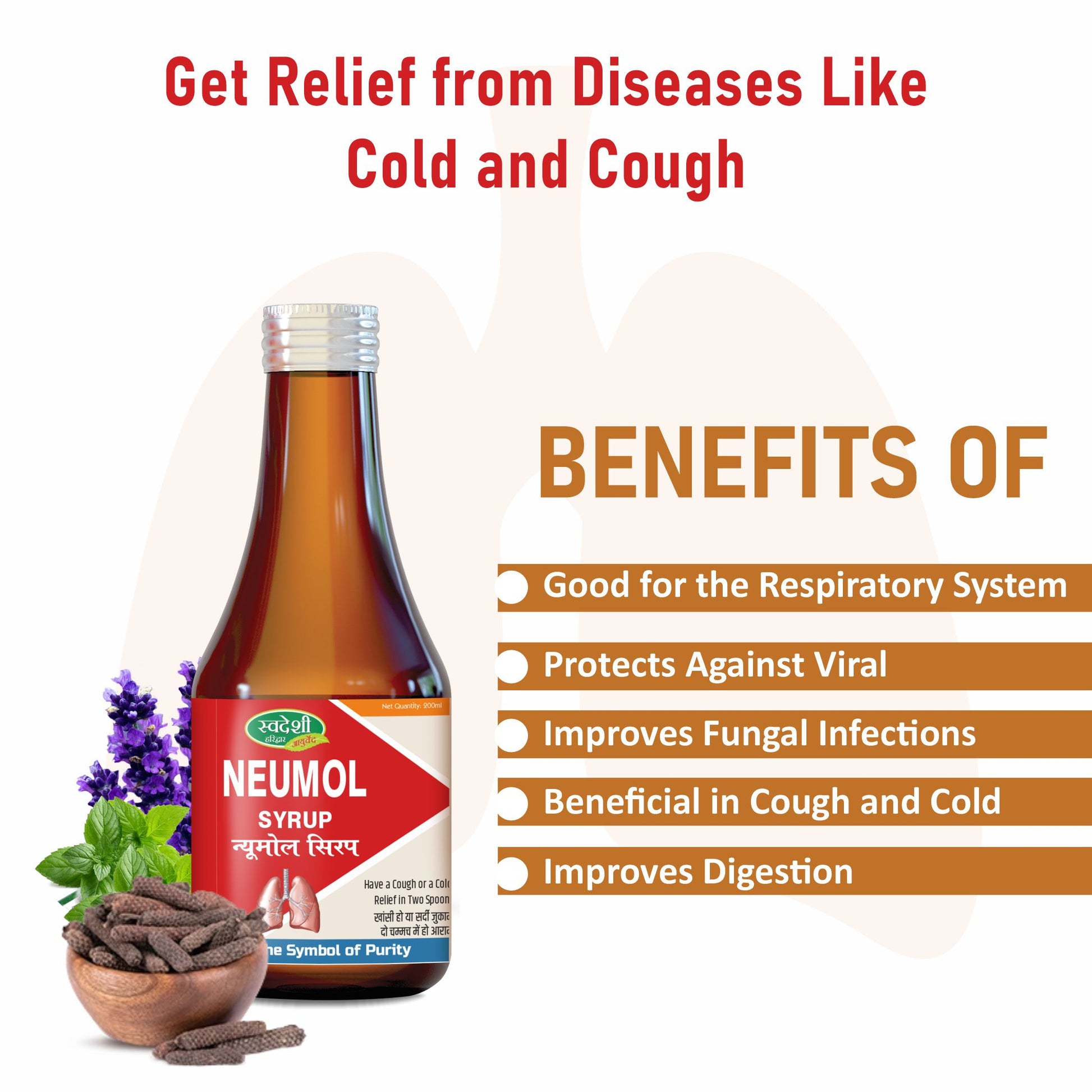 Peppermint in Swadeshi Neumol Syrup for cold relief and improved digestion