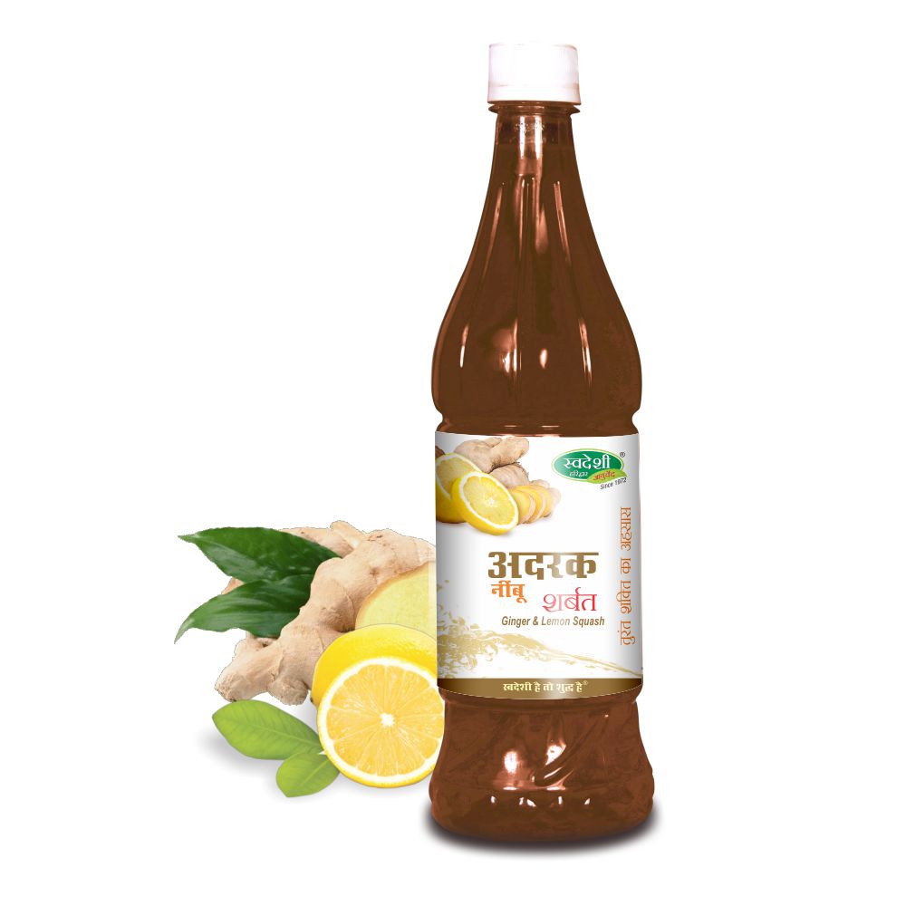 Swadeshi GINGER WITH LEMON SHARBAT Bottle of 750 ML